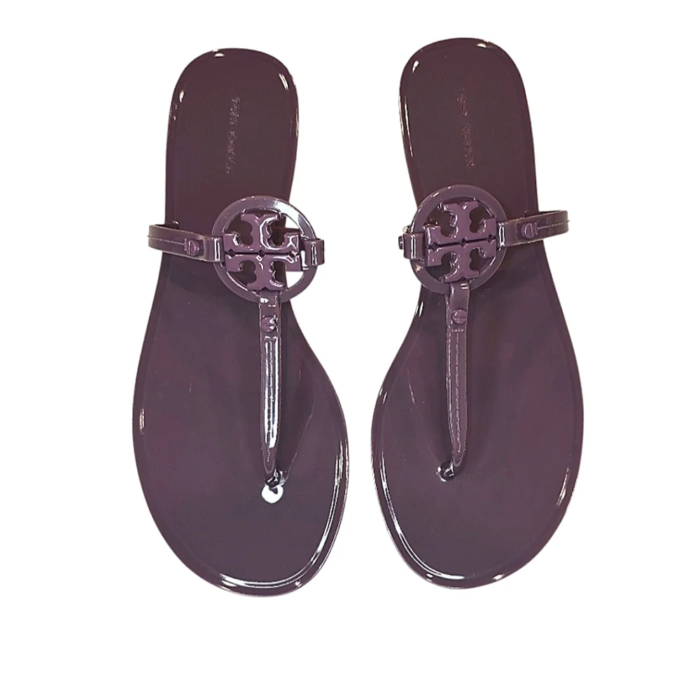 Tory Burch Mini Miller Jelly Thong Sandals In Eggplant Purple - Picture 2 of 10
